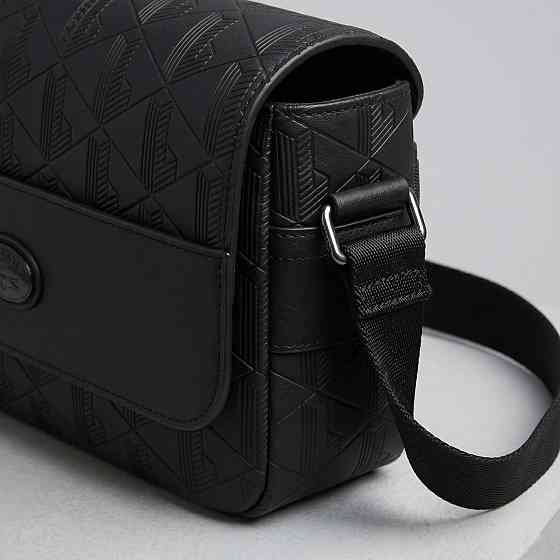 Чоловіча брендова барсетка, сумка через плече Lacoste (4838) чорна Київ