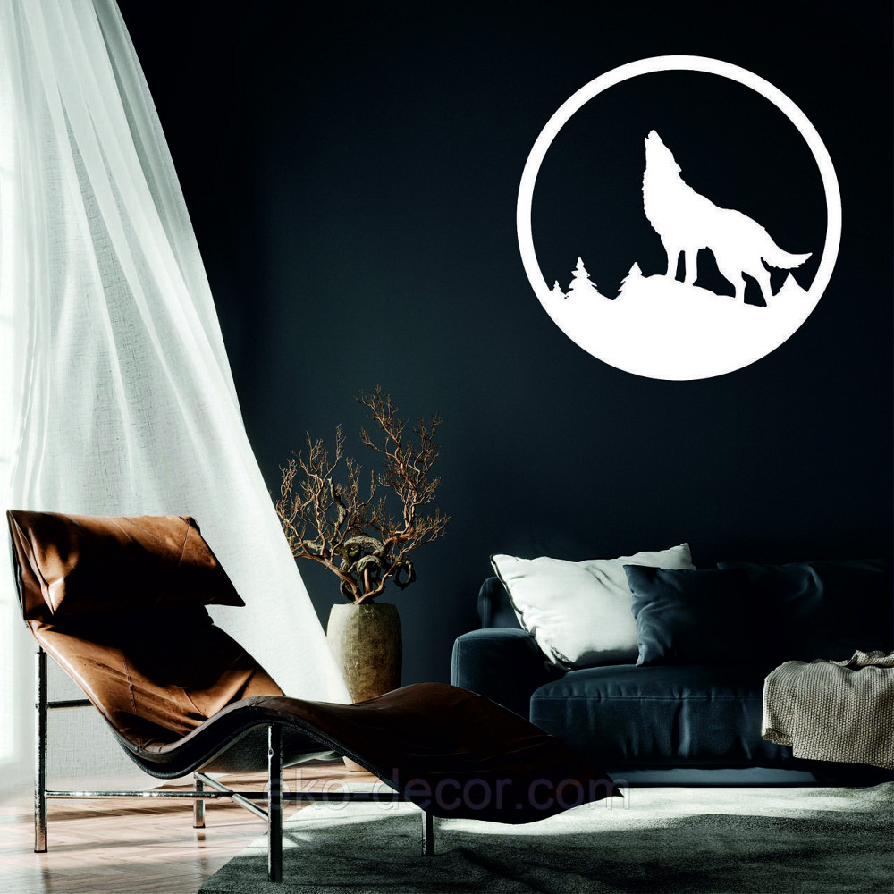 Декоративное настенное Панно «Волк», Декор на стену 50*50 cv, Белый Киев - изображение 1