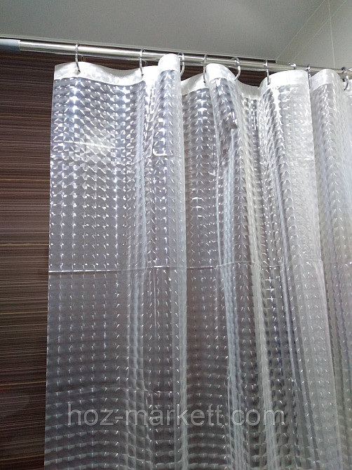 Штора у ванну з ефектом 3D шторка для ванної біло-прозора Харків - фото 9