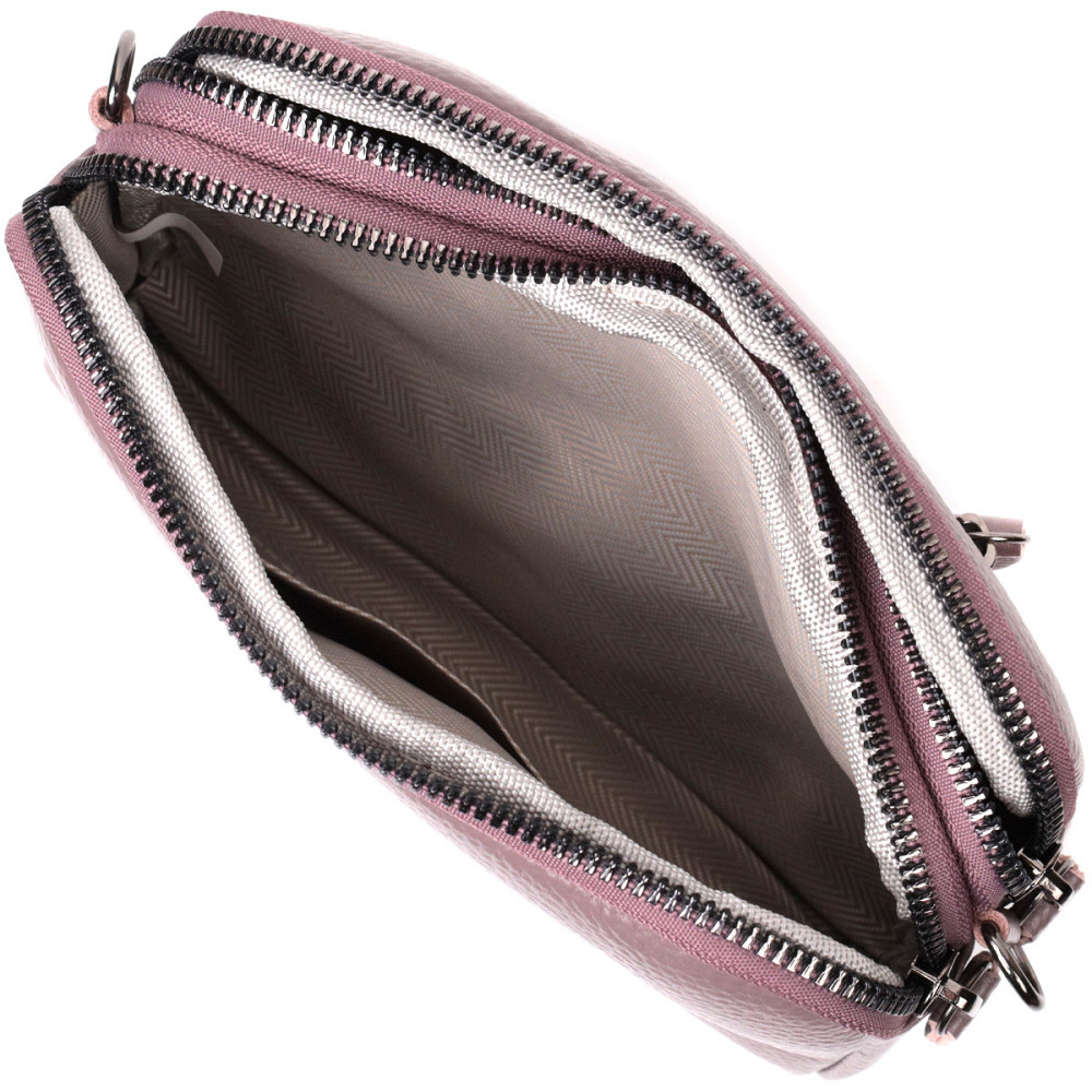 Сумка жіноча цікавого кольору на два відділення з натуральної шкіри Vintage 22279 Фіолетова Київ - фото 6