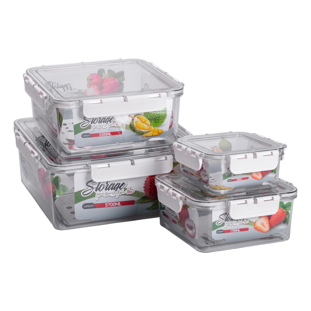 Набір харчових контейнерів для їжі 4 шт 0.7/1.7/3.3/5.7 л на засувках HP-27-4 Коломия - фото 4