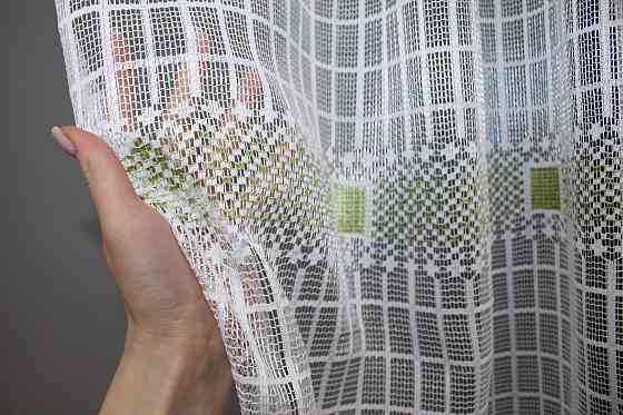 Тюль VR-Textil 1230т Juli Сітка Білий з зеленим 300х150 см (40-132) Київ