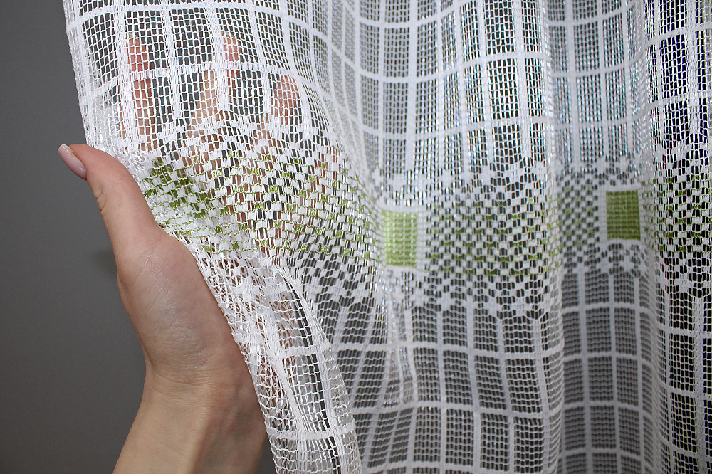 Тюль VR-Textil 1230т Juli Сетка Белый с зеленым 300х150 см (40-132) Киев - изображение 3