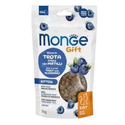 Лакомство для котов Monge Gift Cat Kitten форель с черникой 50 г (8009470085151) Винница