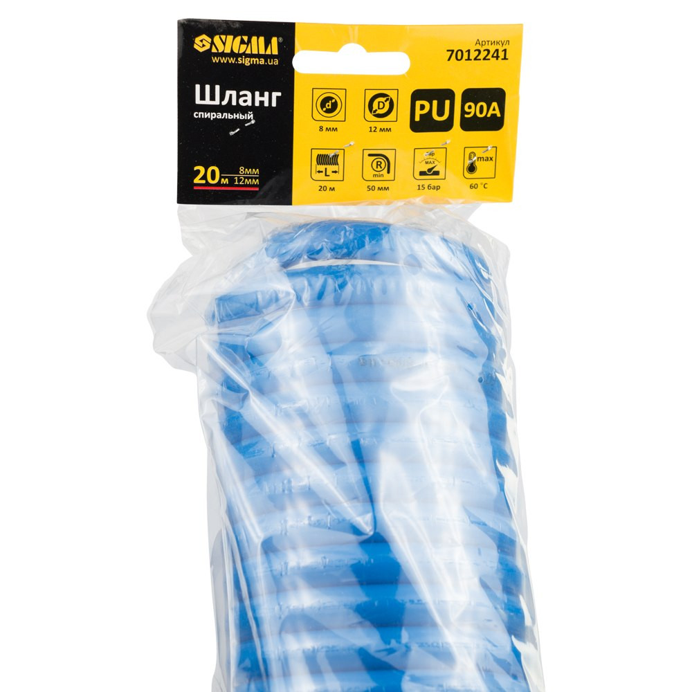Sigma Шланг спиральный полиуретановый (PU) 20м 8×12мм SIGMA (7012241) Киев - изображение 3
