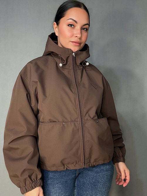 Куртка женская YZY 30046 ветровка оверсайз с капюшоном one size, коричневый, one size Киев - изображение 1