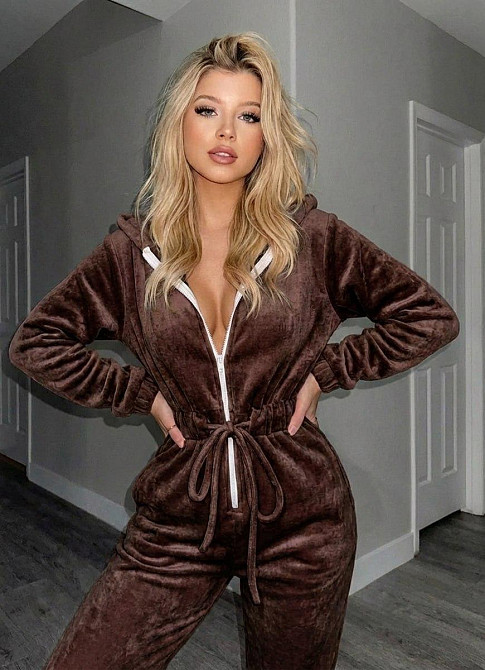 Жіночий стильний теплий комбінезон із вушками тринитка на флісі Шоколад, 40/42 Одеса - фото 5