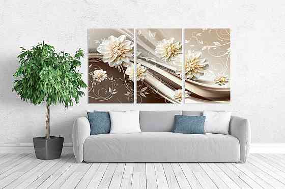Модульна картина у вітальню/ спальню Квіти  ART-220_3A 70х130 см Київ