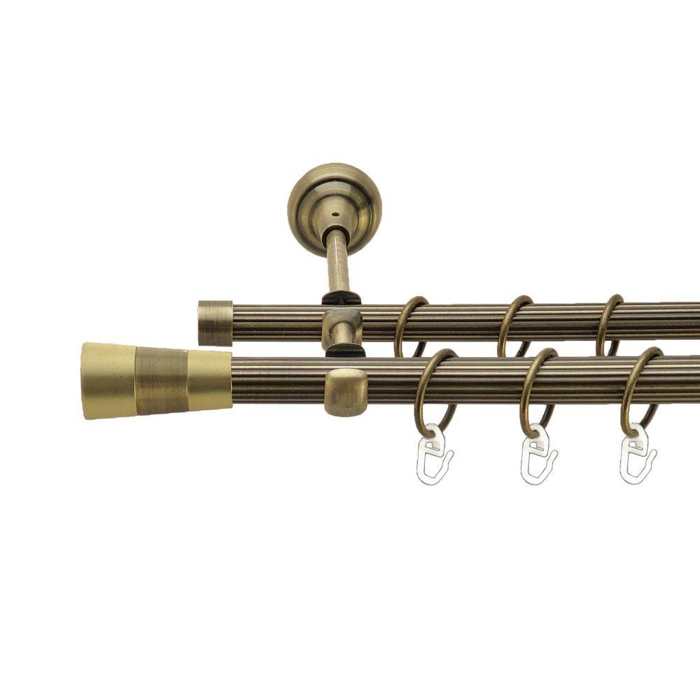 Карниз Orvit Валео металевий дворядний відкритий рифлена труба кільце металеве Антик 19\16 мм 200 см Львов - изображение 1