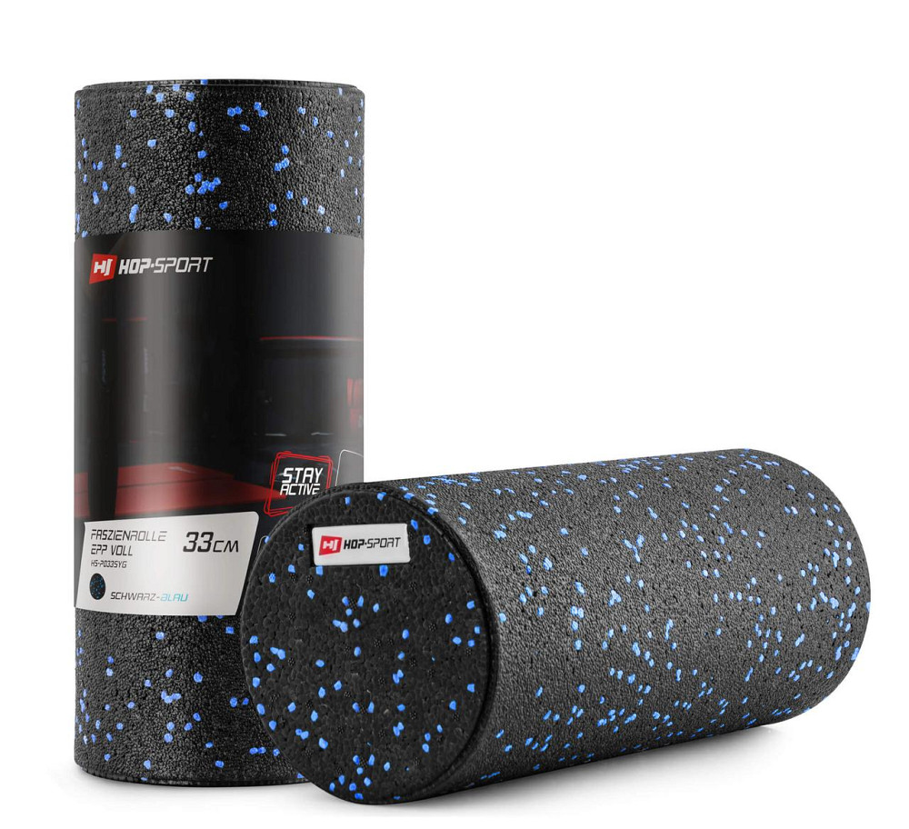 Роллер масажер (валик, ролик) гладкий заповнений Hop-Sport HS-P033SYG EPP 33см чорно-синій Київ - фото 2