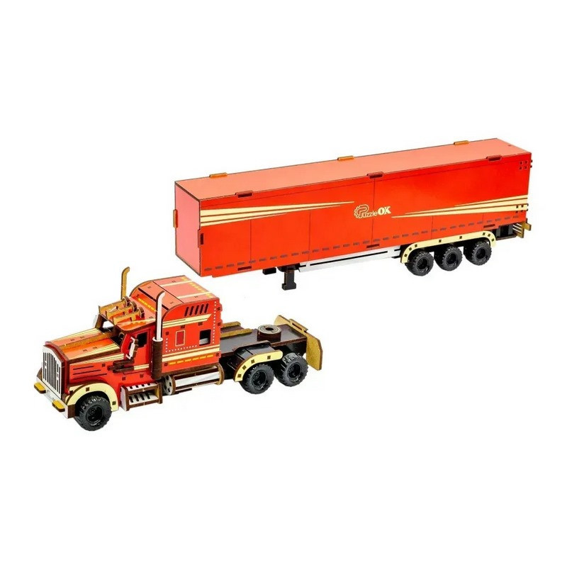 Дитячий дерев'яний 3D конструктор "Фура з причепом" Puz-00952, 206 деталей Вінниця - фото 3