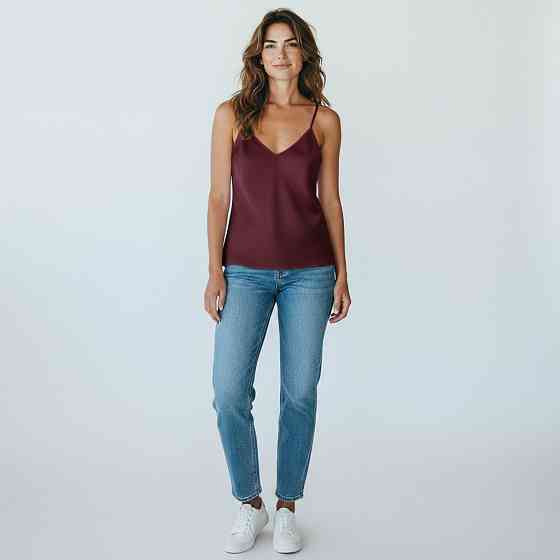 Шовкова майка на тонких бретельках Бордовий XS/S Харків