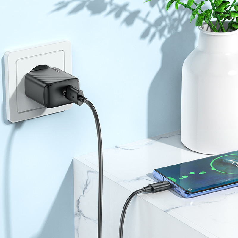 Мережевий зарядний пристрій HOCO CS21A Rich single port QC3.0 charger Black Одеса - фото 8