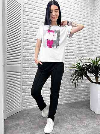 Літній костюм із вкороченими штанами "Elinor" оптом | Норма і батал 42-44, Чорний Київ