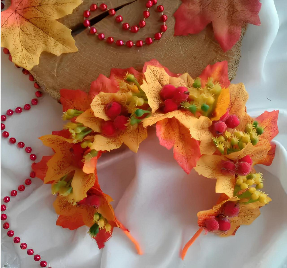 Осенние листья клена для рукоделия 180 шт 8×8 см — набор искусственных тканевых листиков для декора и поделок Киев - изображение 3