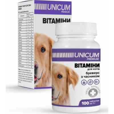 Вітаміни для собак Unicum PREMIUM Бреверс з часником 100 табл. (4820150202613) Вінниця