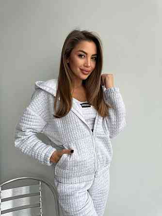 Жіночий прогулянковий костюм-трійка: кофта топ і штани Капітон Меланж, 46/48 Одеса