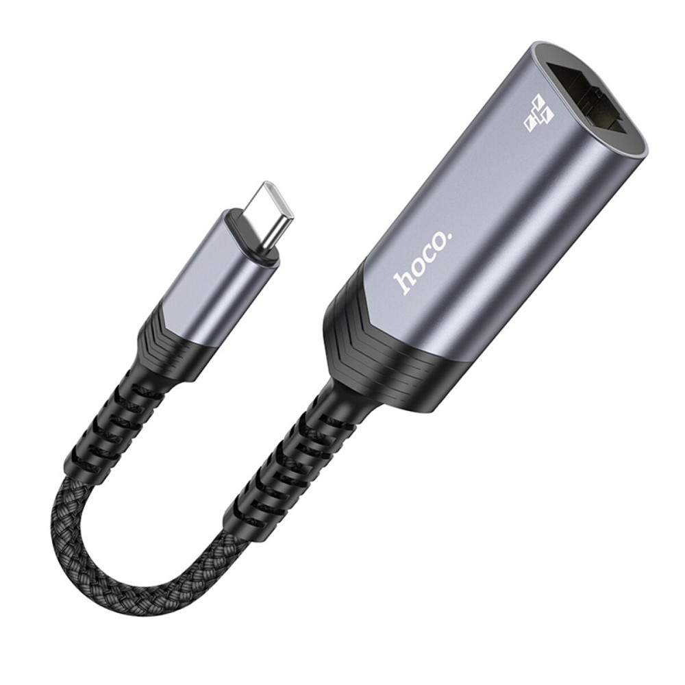 Кабель-перехідник HOCO UA26 Type-C ethernet adapter(100 Mbps) Metal Gray (6942007611985 ) Київ - фото 2