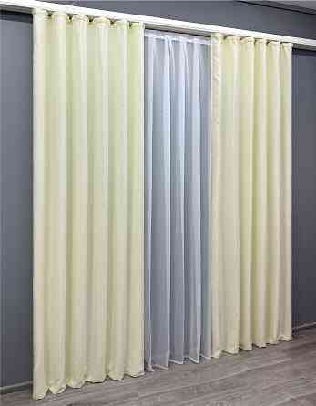 Комплект готових штор VR-Textil Льон Парма № 1736ш Молочный 150х270 см 2 шт (33-0647) Киев