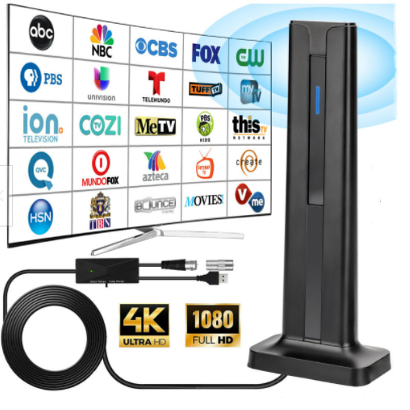 Цифровая комнатная антенна для Smart TV HDTV Amplified с усилителем сигнала 25dBi, кабель 5м, радиус 700+ км, Black Киев - изображение 2