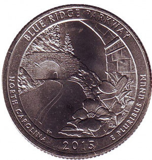 Автомагістраль Блу-Рідж. Парк № 28. Монета 25 центів (D). 2015 рік, США. Полтава - фото 1