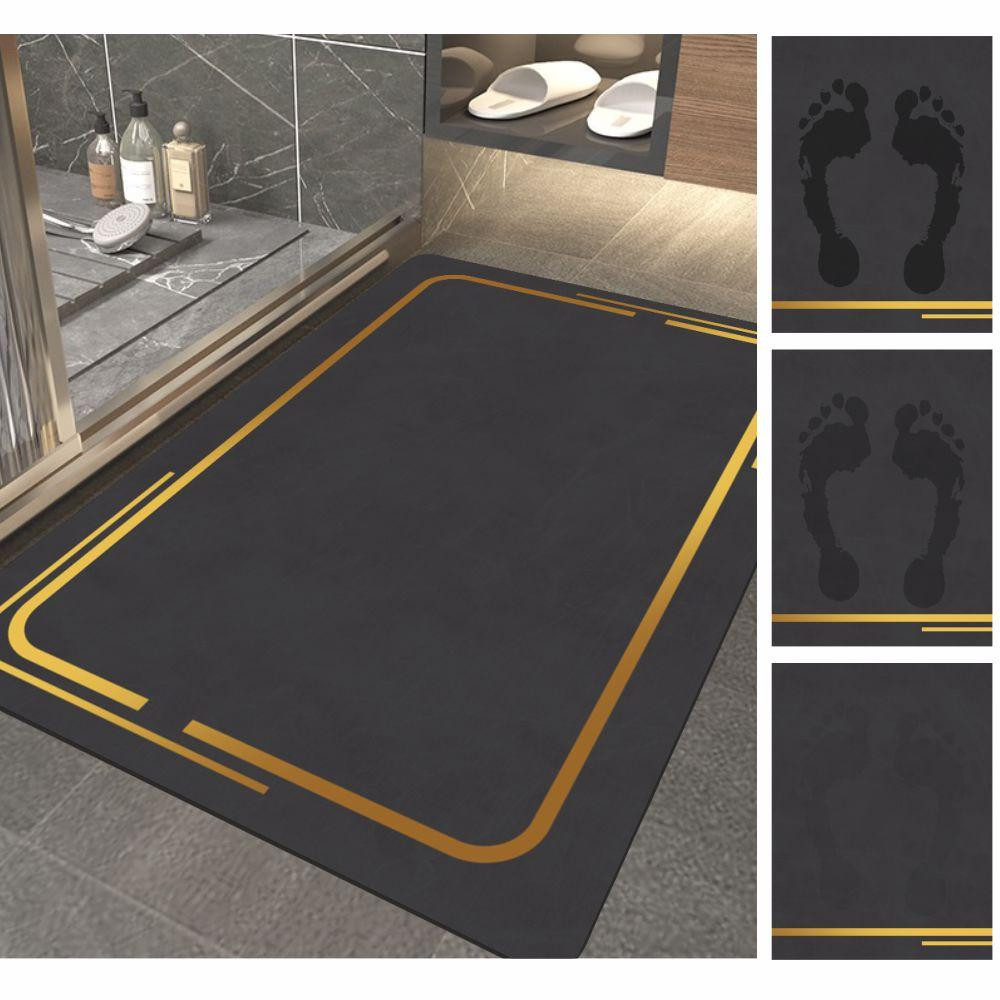 Суперпоглинаючий Діатомітовий Килимок Aquarius для ванної 60 х 90 см Графітовий Мармур Буча - фото 3