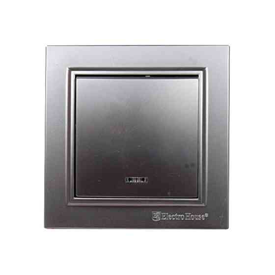 Выключатель одноклавишный с подсветкой, Enzo серебряный камень Днепр