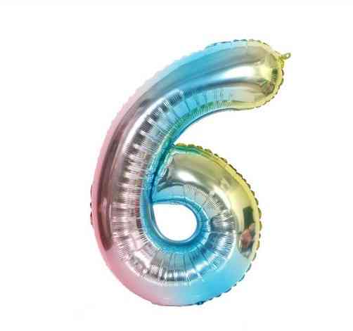 Шарик цифра 6 фольгированная 32 дюйма разноцветный Киев
