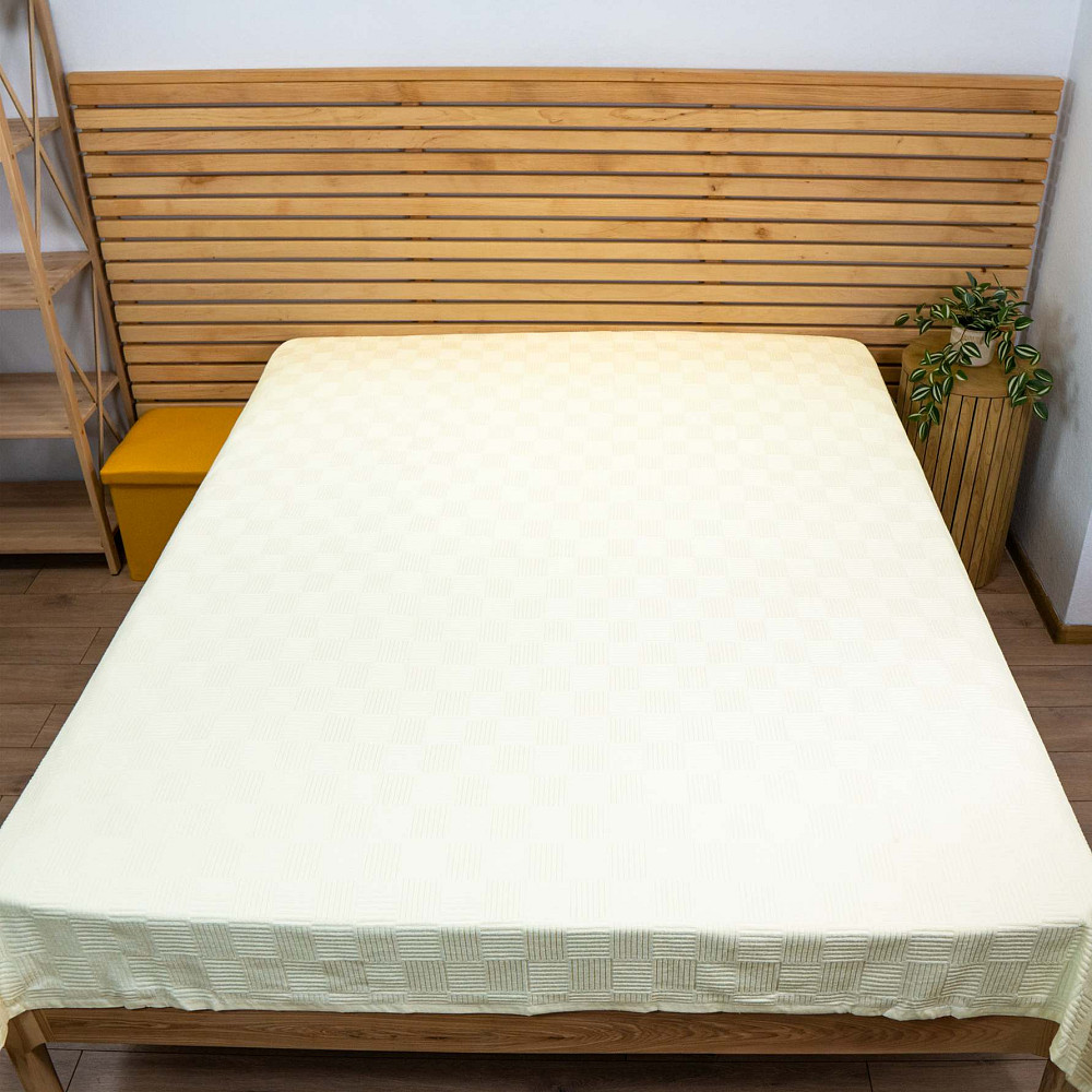 Простирадло-покривало махрове преміум якості YouStar 160х200см 400г/м2 (Ванільний) Суми - фото 6