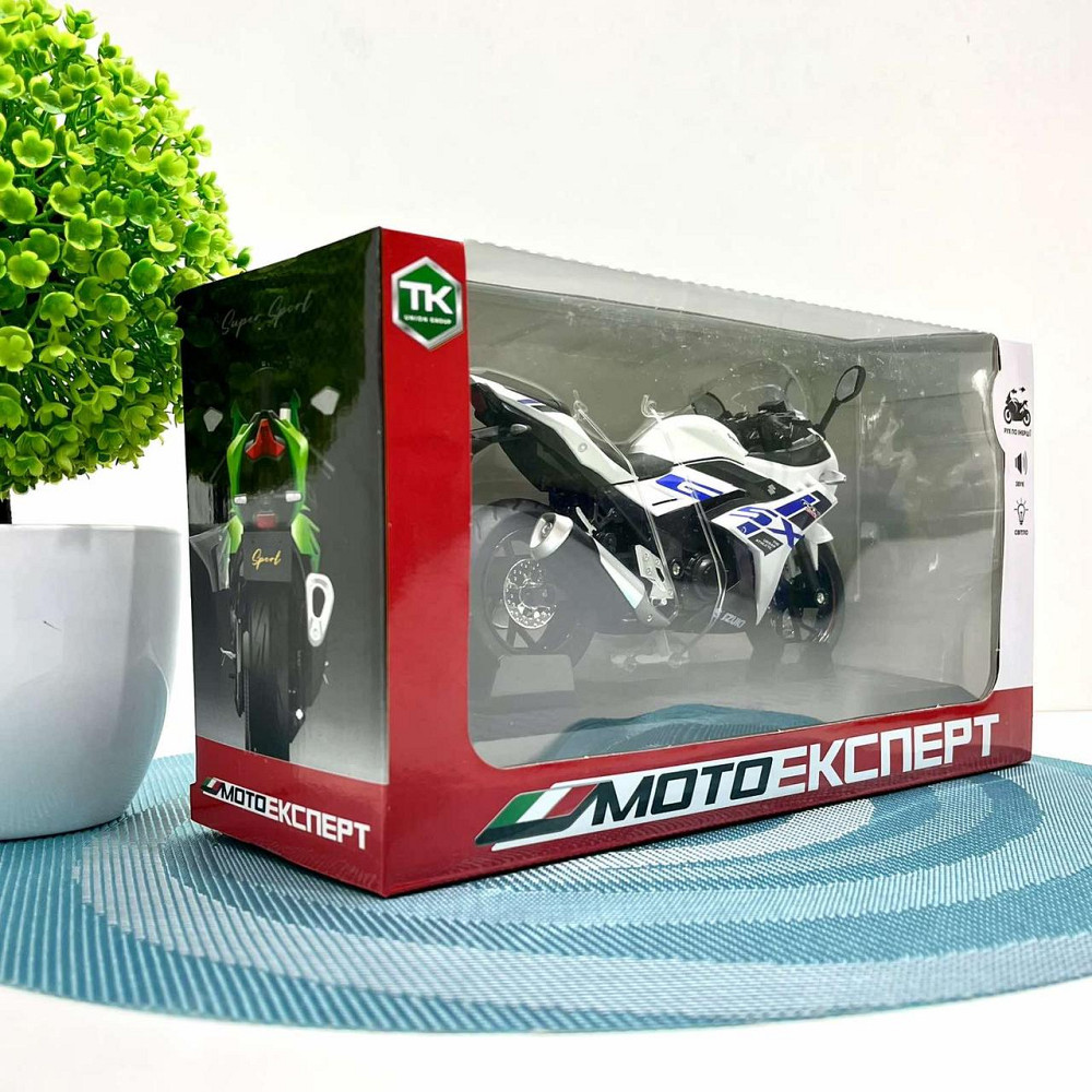 Мотоцикл металопластиковий звуки підсвічування гумові шини рухомі елементи 1:12 Білий (BG 69-325) Чернігів - фото 5