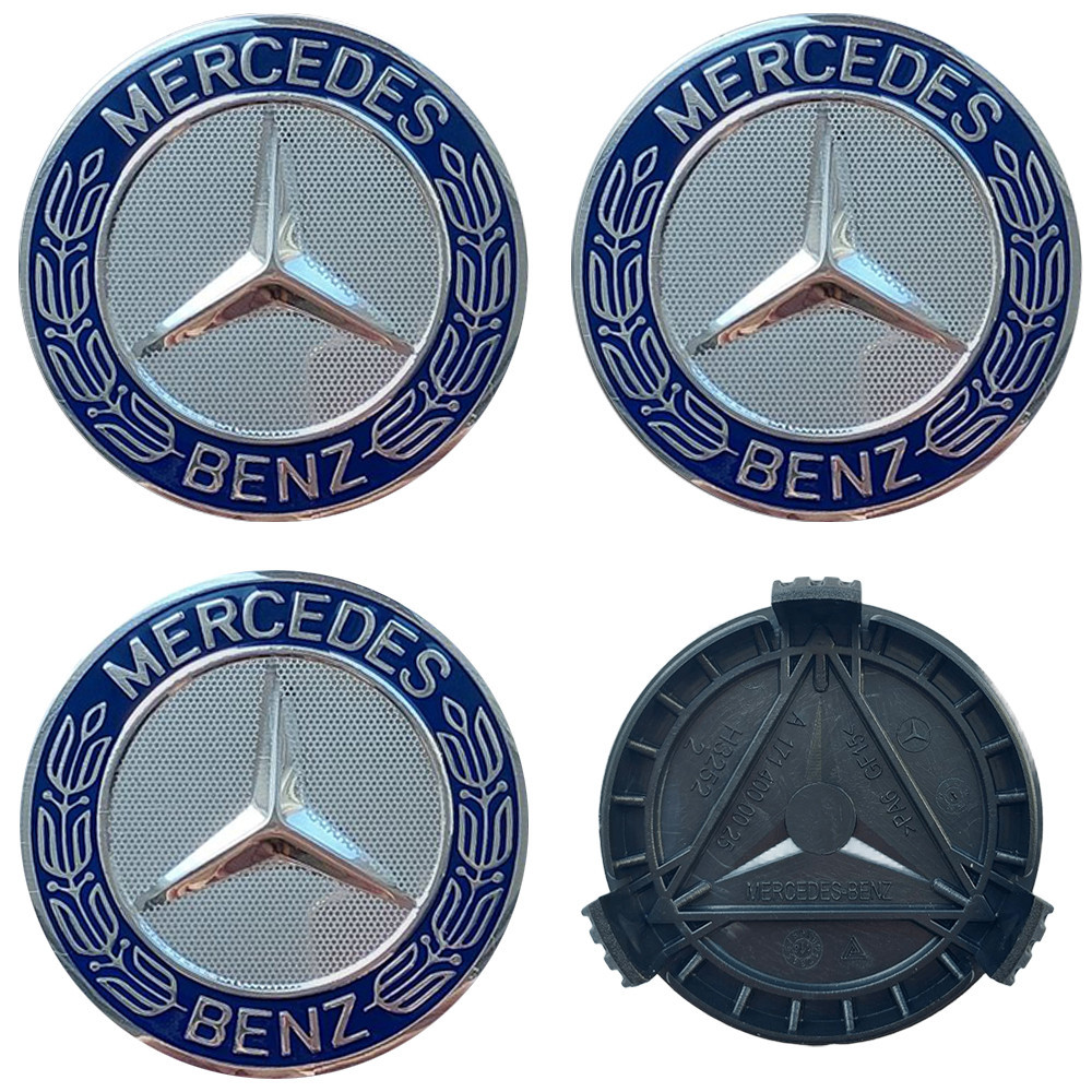 Ковпачки (заглушки) на диски (3 лапки) Mercedes-Benz 75/70мм синій 4шт Киев - изображение 1