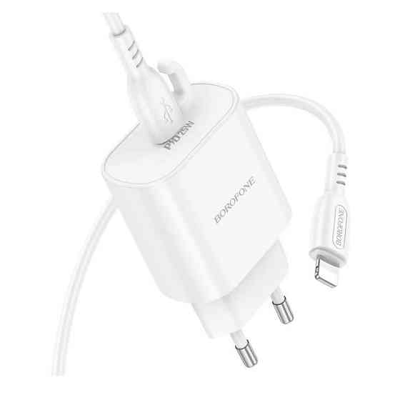 Мережевий зарядний пристрій з кабелем BOROFONE BA82A Platinum single port PD25W charger set (C to iP) (EU) Одеса