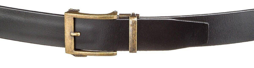 Ремень из натуральной кожи с ретро латунной пряжкой Vintage 20215 Черный Киев - изображение 2