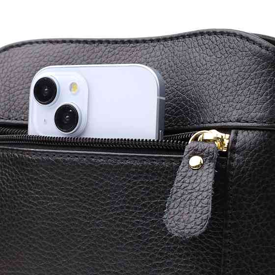 Женская сумка на три отделения из натуральной кожи sale_15122 Vintage Черный Киев