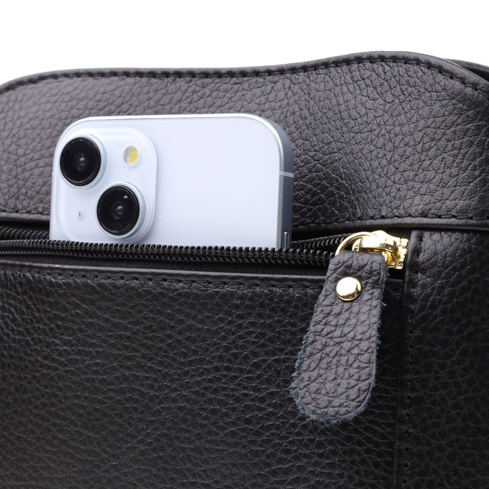 Сумка на три відділення з натуральної шкіри sale_15122 Vintage Чорний Київ - фото 4