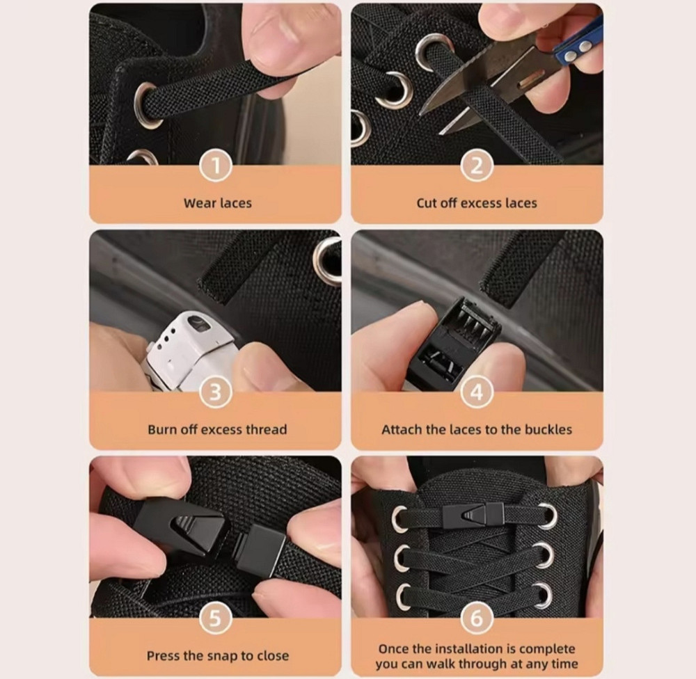 Еластичні шнурки без зав'язок з металевими застібками в колір Смела - изображение 3