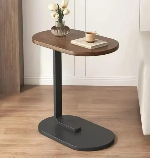 Прикроватный столик Stenson с деревянной столешницей и металлическим основанием 28×45×60 см Коломия - фото 3