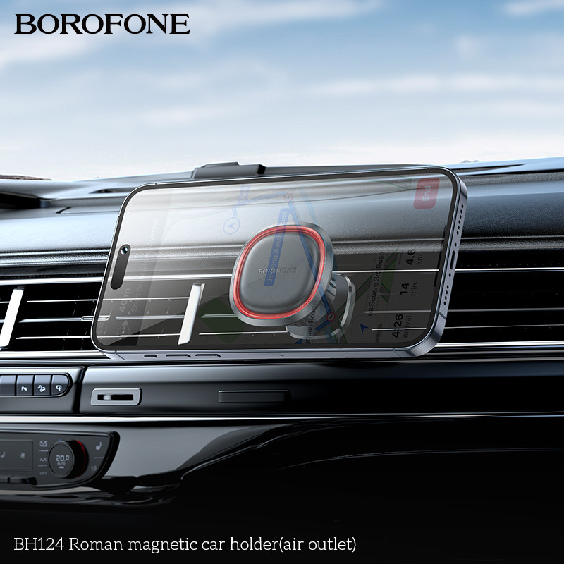 Автотримач для телефона BOROFONE BH124 Roman magnetic car holder (air outlet) Black and Red Одеса - фото 7