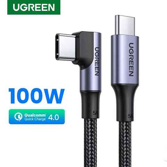 Кабель UGREEN USB-C до USB-C 1м кутовий чорний Київ