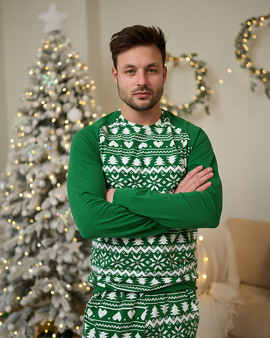 Чоловічий комплект зі штанами — Новорічний орнамент- Family look для сім'ї Tom John 93435 M Київ - фото 3