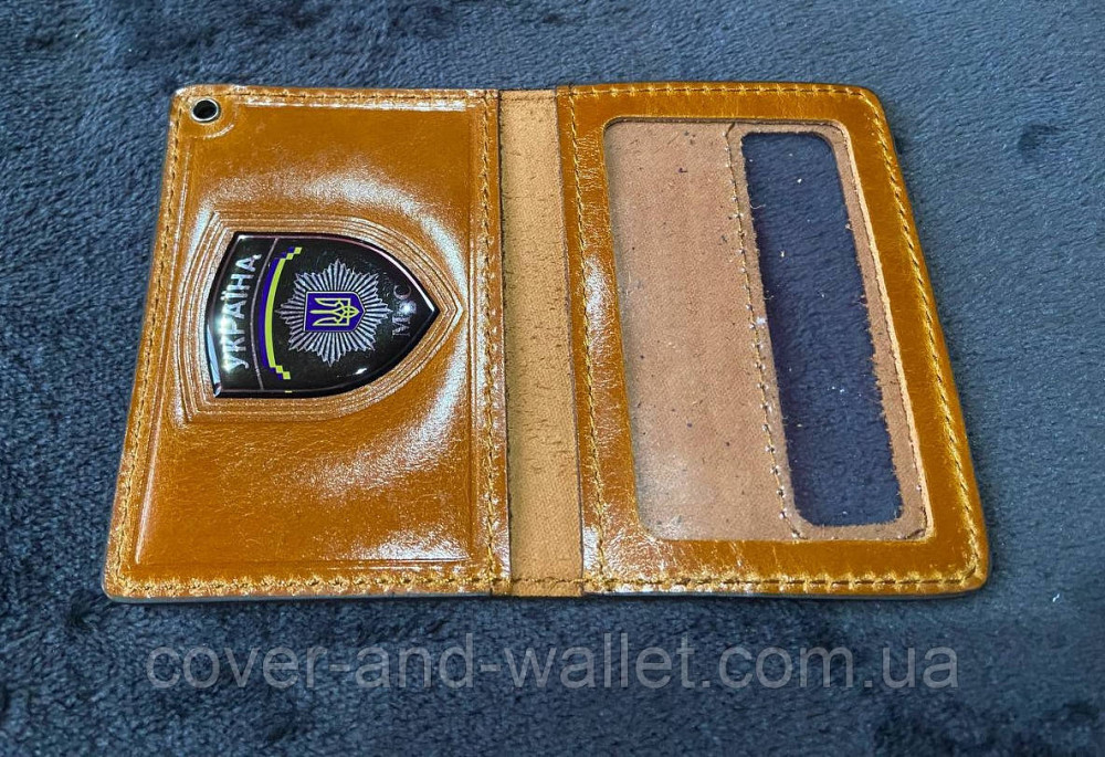 Шкіряна обкладинка на посвідчення "МВД" (Міністерство внутрішніх справ) із шевроном Київ - фото 6