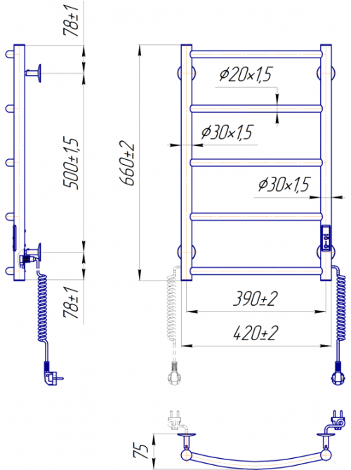 Электрический полотенцесушитель Mario Классик HP -I 650 x 430 TR К таймер-регулятор Киев - изображение 7