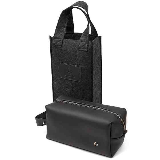 Мужской матовый кожаный несессер GRANDE PELLE 11508 Черный Киев