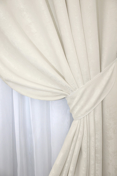 Комплект готових штор VR-Textil Жакард Sultan YL № 1294ш Молочний 150х270 см 2 шт (33-0142) Київ - фото 4