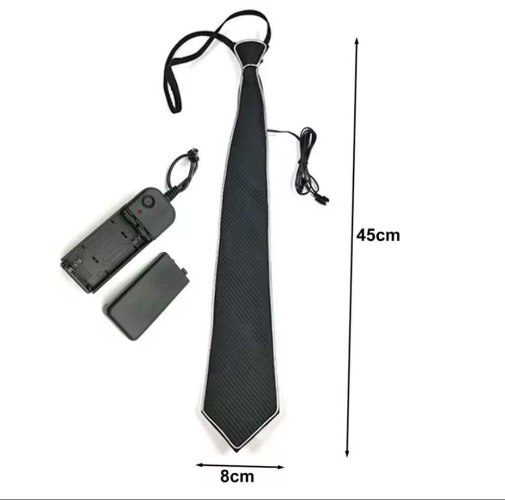 Світлодіодна краватка для чоловіків та жінок для вечірки 45 см червоний краватка чорний Київ - фото 2