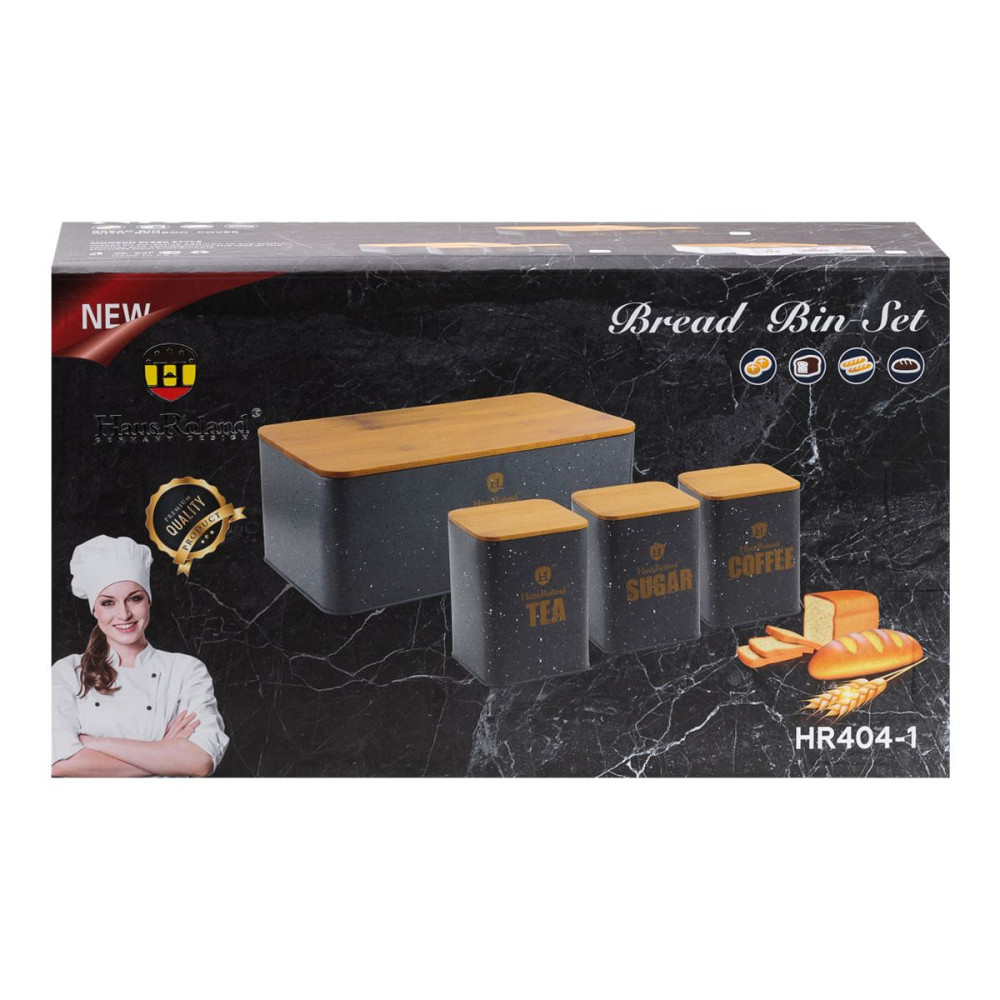 Yiwu Набір для зберігання продуктів 4 штуки з бамбуковими кришками чорний HP33527B Коломия - фото 2