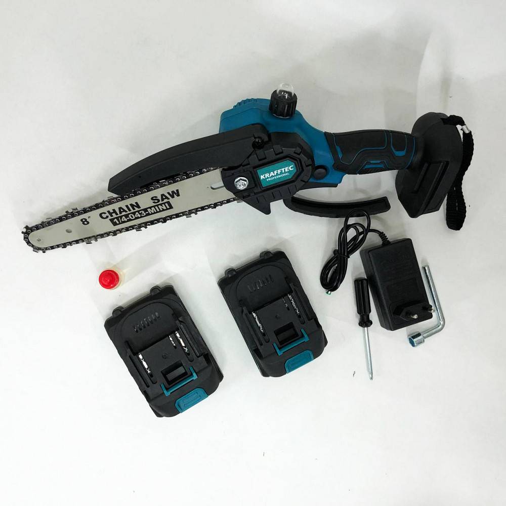 Побутова акумуляторна ланцюгова пила Krafftec 20 см, Компактна ланцюгова пила для дачі JN-48 Івано-Франківськ - фото 5