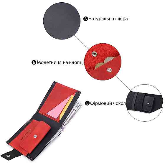 Кожаное матовое портмоне унисекс GRANDE PELLE 11542 Черный Киев