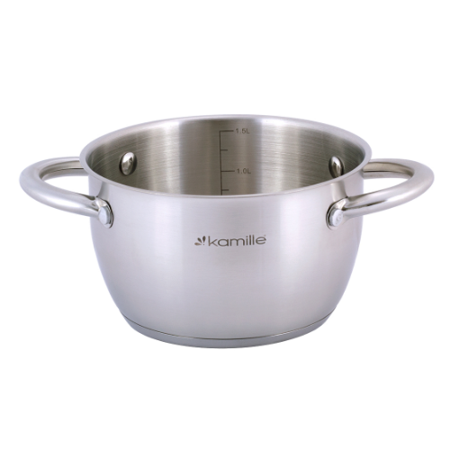 Каструля нержавіюча сталь 1,5л з кришкою порожнисті ручки 4900 KAMILLE Житомир