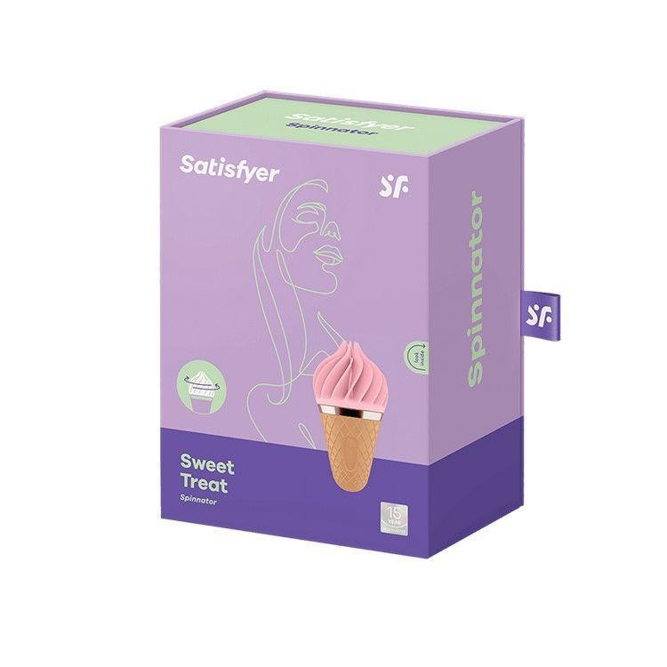 Мороженка-спиннатор Satisfyer Lay-On - Sweet Treat Pink/Brown, 10 режимов работы, водонепроницаемый Sex Aura Киев - изображение 2